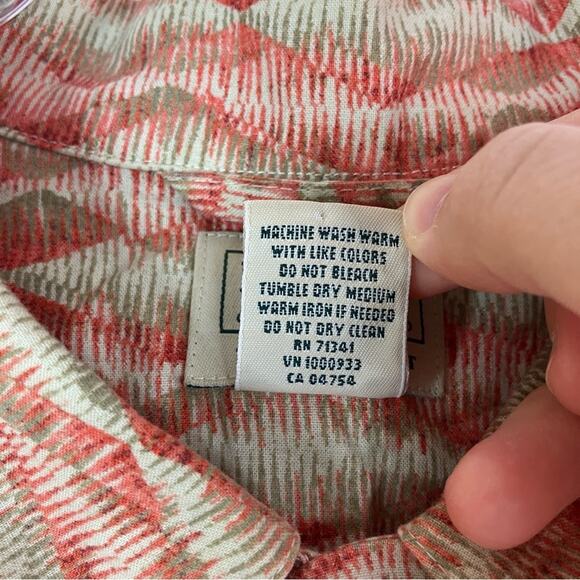 L.L.Bean 100% Cotton Traditional Fit Patterned Short Sleeve Button Up Shirt LT - Picture 5 of 6